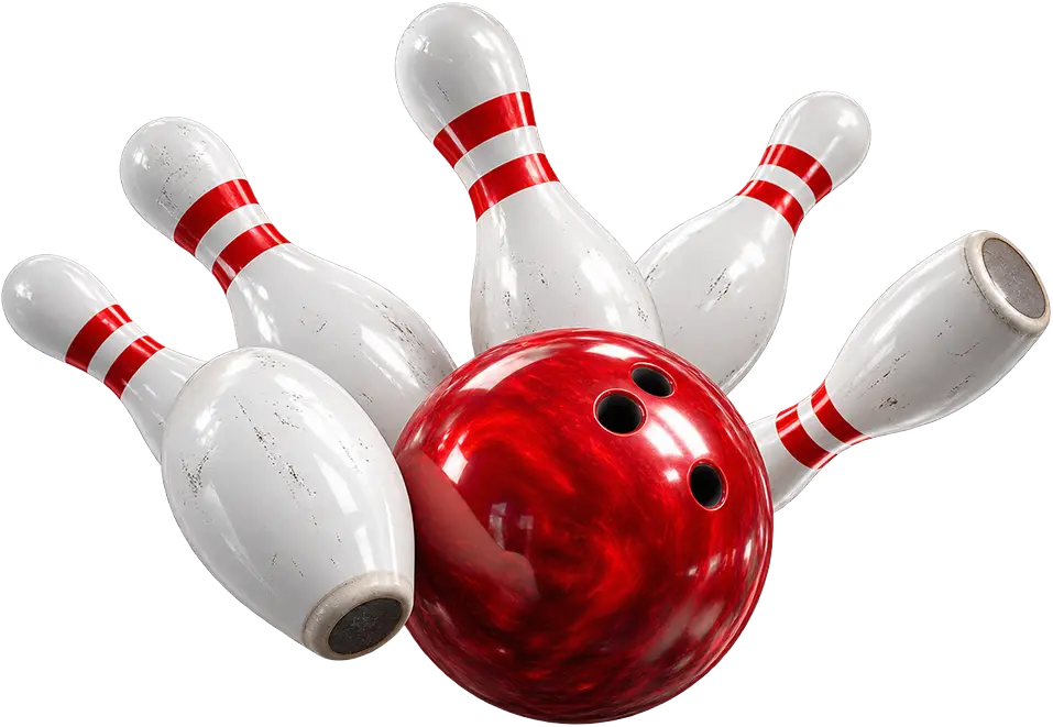 red bowling balls with bowling pins