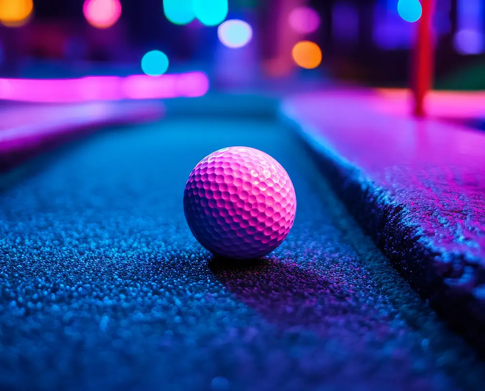 glow-in-the-dark mini gold at Bowl 32 in Noblesville IN